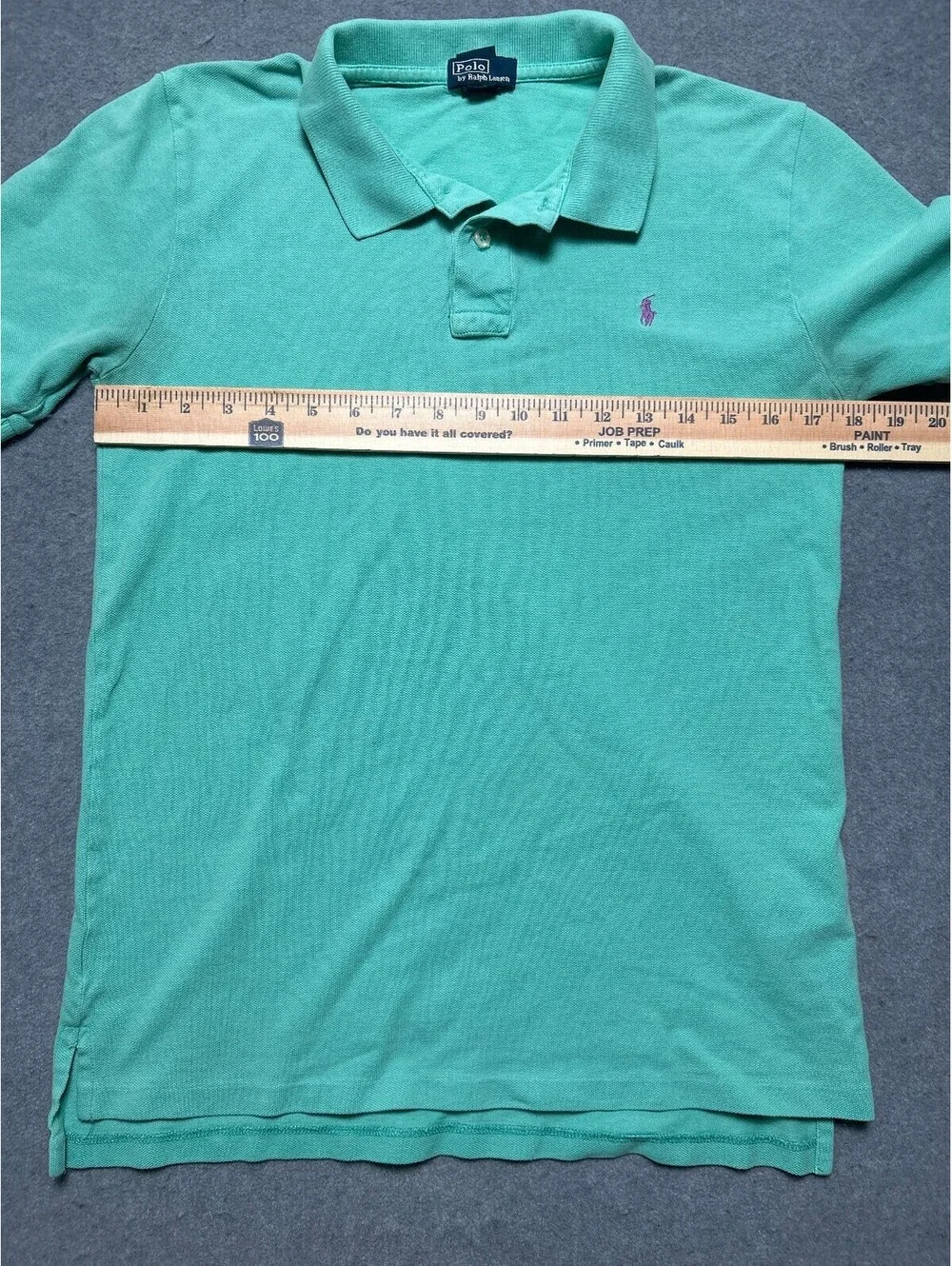 Polo Ralph Lauren Boys XL 18-20 Mint Green Mesh Polo Shirt Purple Pony Cotton